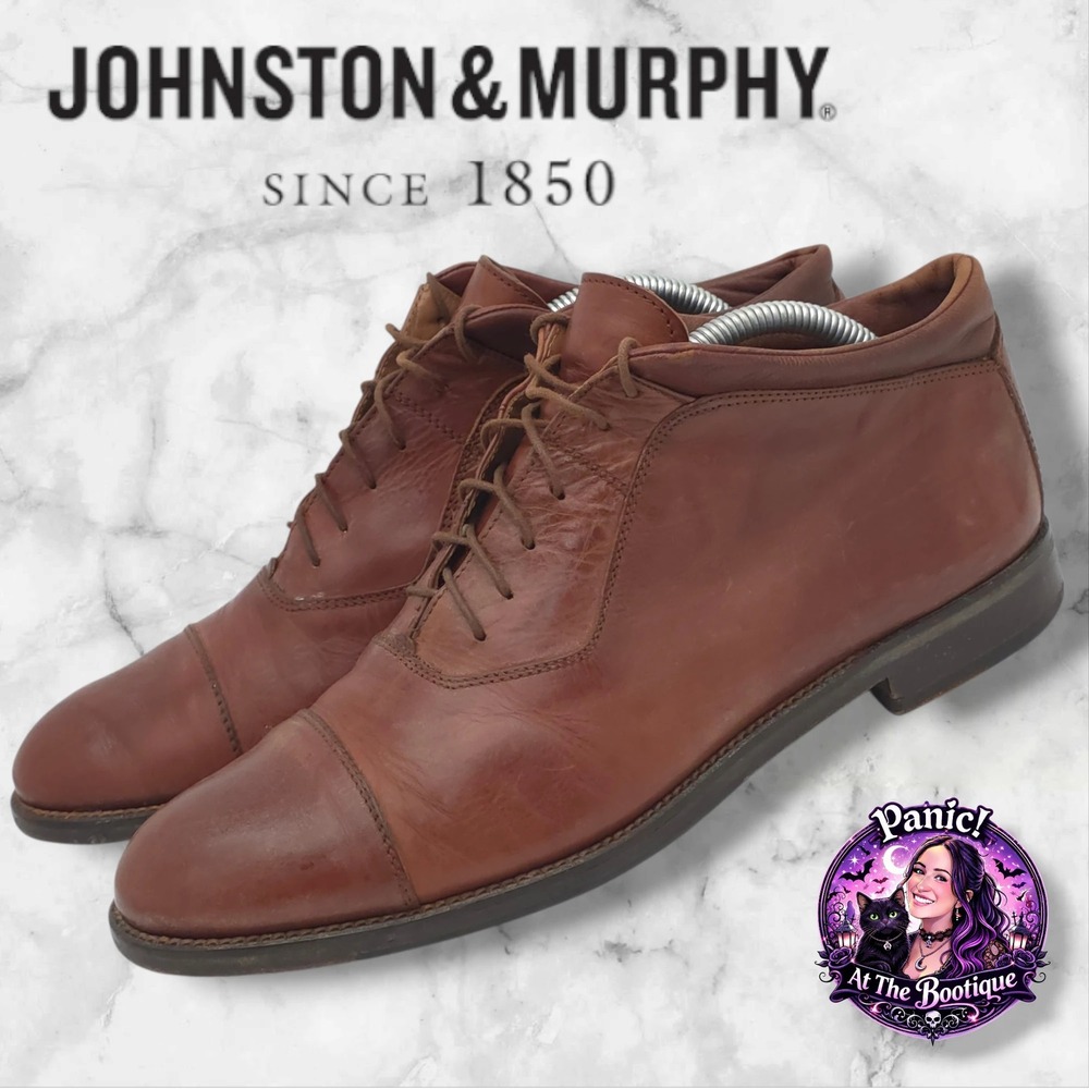 Johnston & Murphy Chukka Boots Mens 9.5 Leather Brown Cap Toe Made in Italy Work